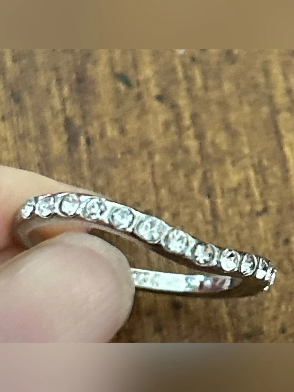 Silver Toned Wavy Rhinestone Accent Ring Size: 5.75  (NWOT)
